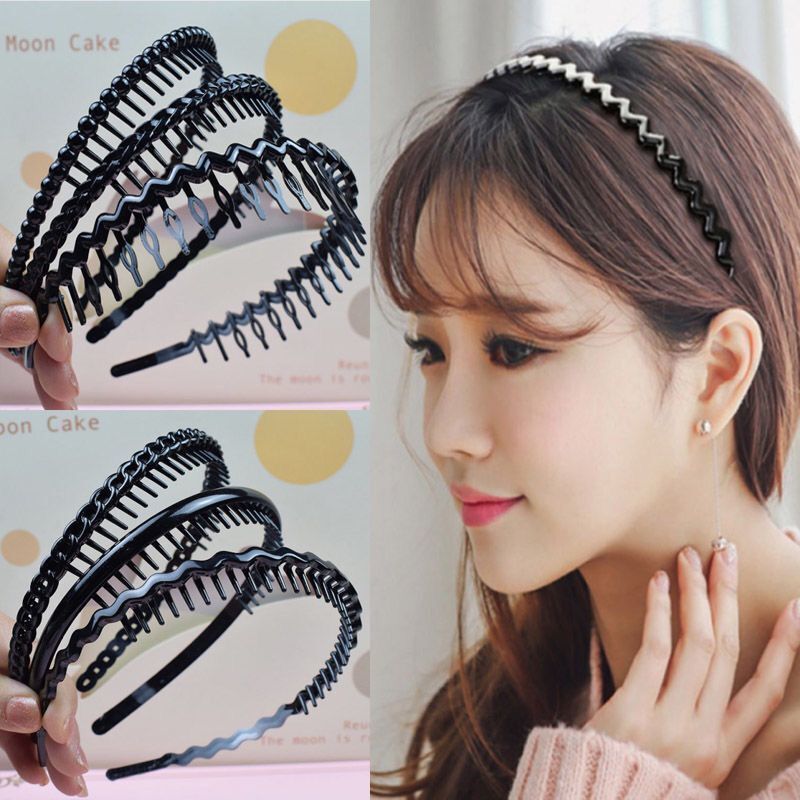 new black hair hoop face wash simple plastic toothed headband adult non-slip pressure hair grottoes female long tooth hairpin female