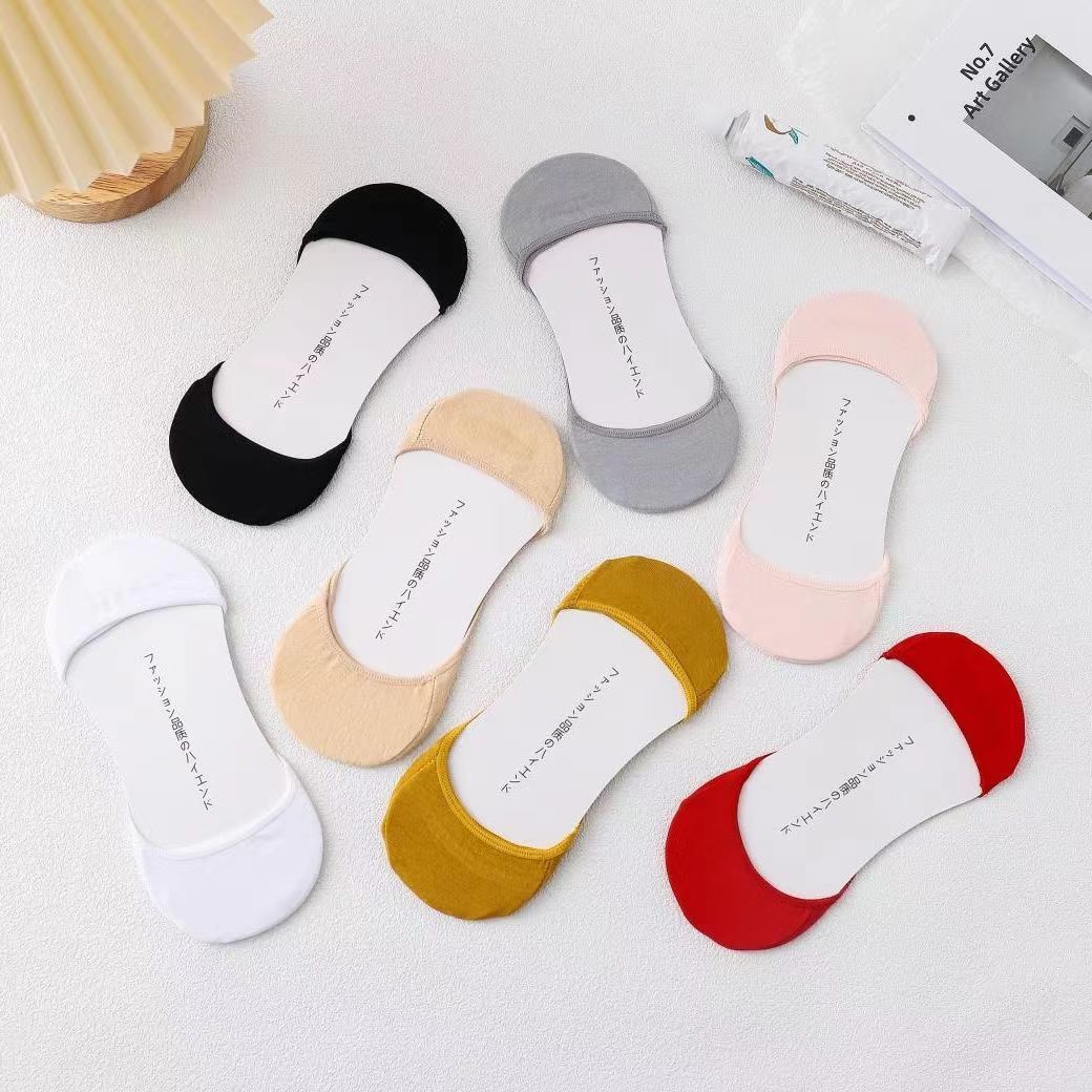 Ankle Socks Women's Pure Cotton Full Invisible High Heels Summer Thin Anti-Slip Silicone Tight Low-Top Women's Socks