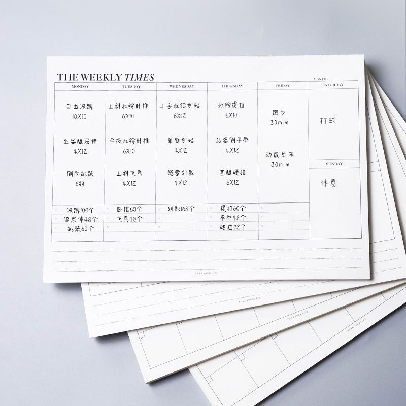 Monthly Plan Weekly Plan Notepad Self-Filled Calendar Notebook Punch-in Can Tear Schedule Book Business Simplicity