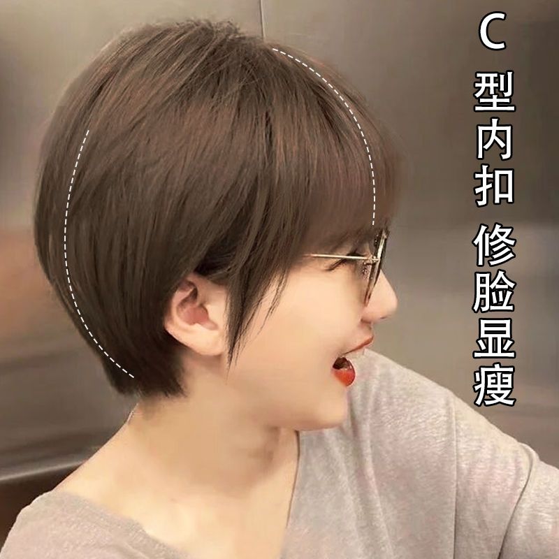 wig women‘s short hair 2022 fashion new internet-famous round face medium short hair bobhaircut natural simulation full-head wig style