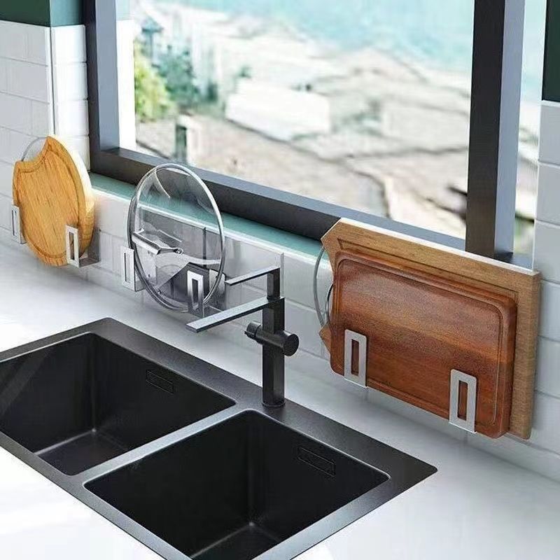 Stainless Steel Kitchen Lid Rack Wall-Mounted Punch-Free Multi-Functional Shelf Chopping Board Chopping Board Rack