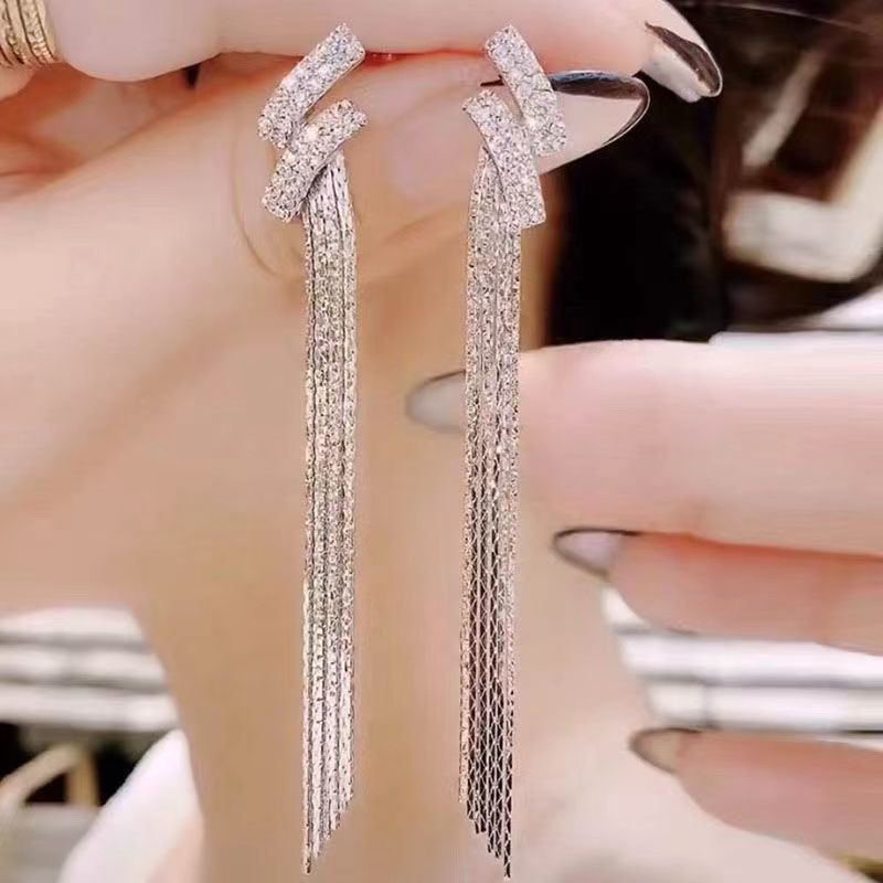 earrings 2022 new trendy lightning goddess temperament tassel long earrings 925 sterling silver stud earrings anti-allergy