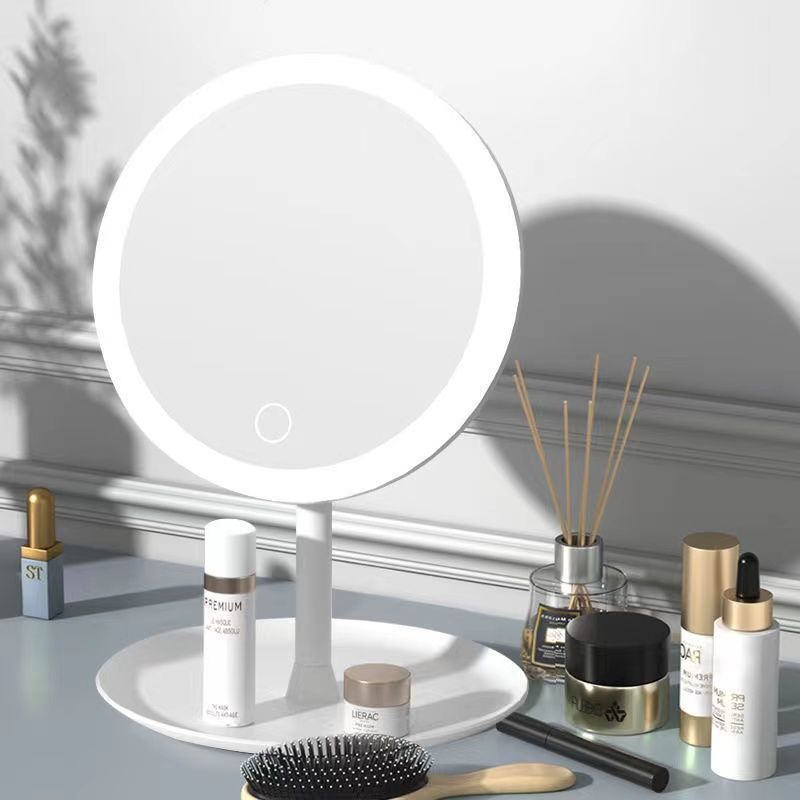 Led Make-up Mirror Desktop with Light Dormitory Dressing Mirror Internet Celebrity Ins Charging Portable Mirror Luminous Mirror New