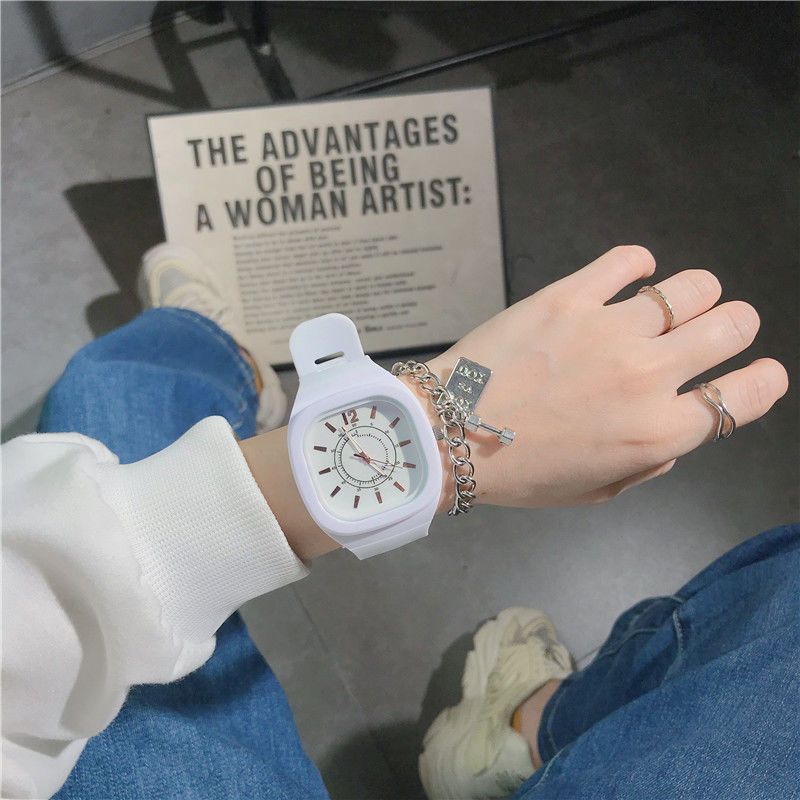 Macaron Watch Men and Women Junior High School Student Party Korean Style Simple Square Temperament Ins College Style Unicorn