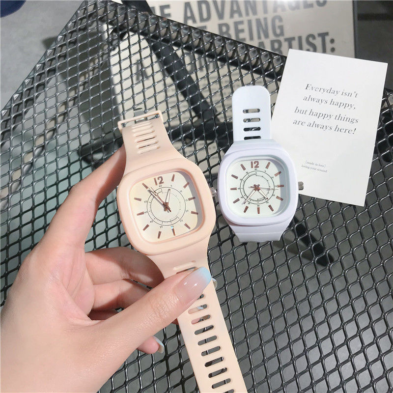 Macaron Watch Men and Women Junior High School Student Party Korean Style Simple Square Temperament Ins College Style Unicorn