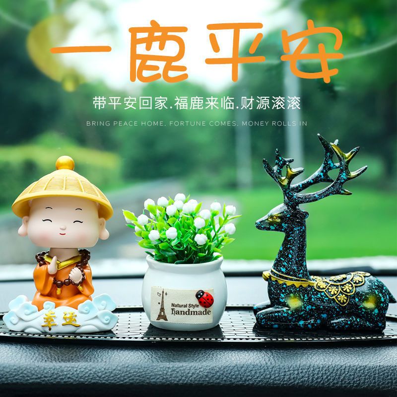 car decoration car aromatherapy shaking head zen little monk all the way safe deer high-end car interior trim all products