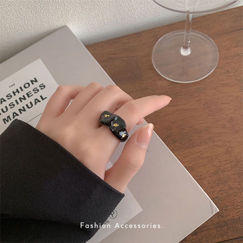 Niche Design Enamel Ring Female Ins Fashion Cute Open Index Finger Ring Fashion Personality Self-Discipline Ring Ornament