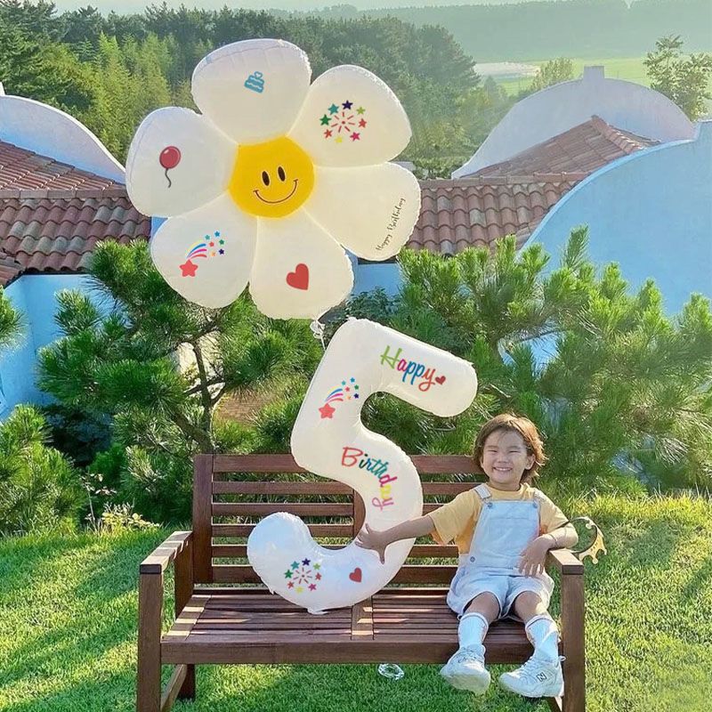 Large White Digit Balloon 0-9 Birthday Decoration Balloon Baby Full-Year Layout Number Flying Floating Balloon