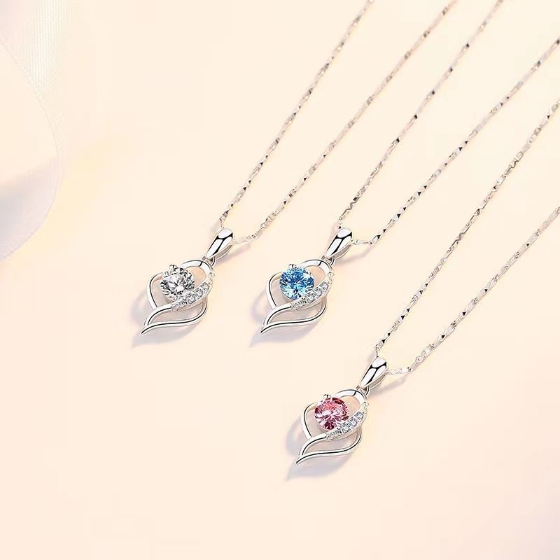 S925 Silver Heart Has You Light Luxury Pendant Necklace Simple All-Match Clavicle Chain Valentine's Day Gifts for Girlfriend
