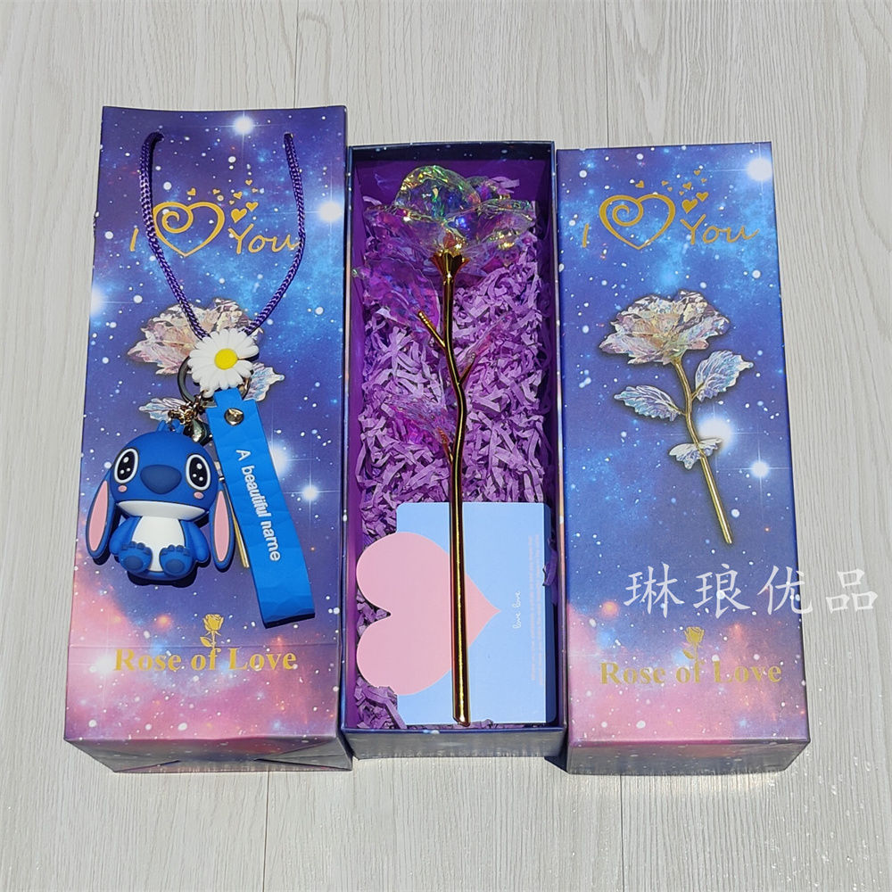 Colorful Dazzling Rose Changing Starry Sky Colorful Gold Rose Romantic Eternal Couple Good-looking Valentine's Day Gift