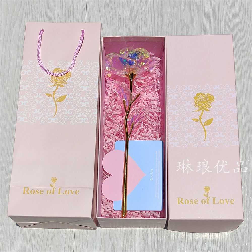 Colorful Dazzling Rose Changing Starry Sky Colorful Gold Rose Romantic Eternal Couple Good-looking Valentine's Day Gift