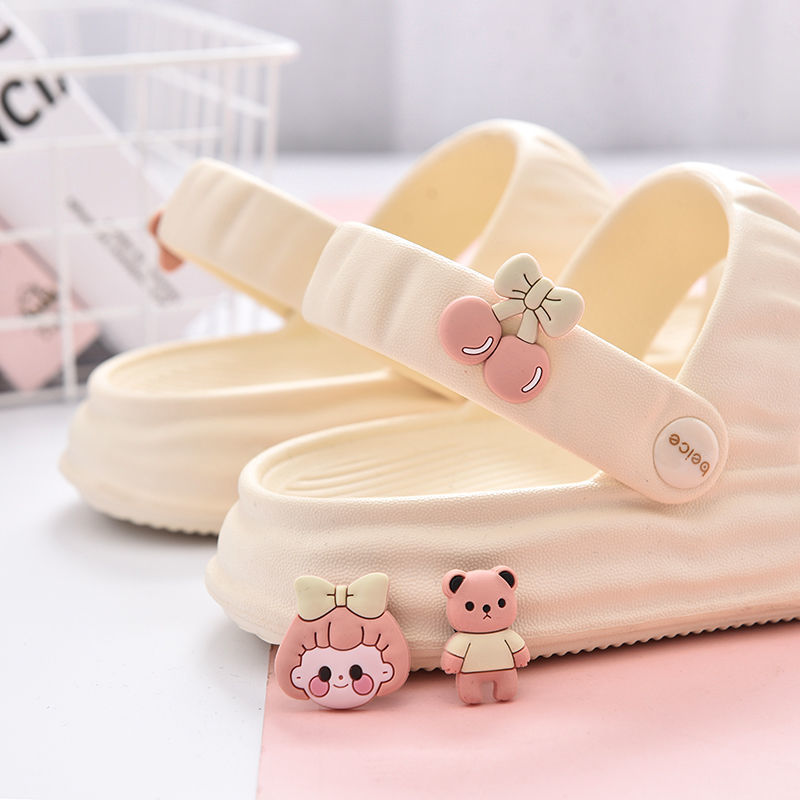 Cartoon Cute Sandals for Women Summer Outdoor Non-Slip Fashion Personality Half Slippers Dual-Purpose Slippers Feeling of Walking on Shit Beach Slippers