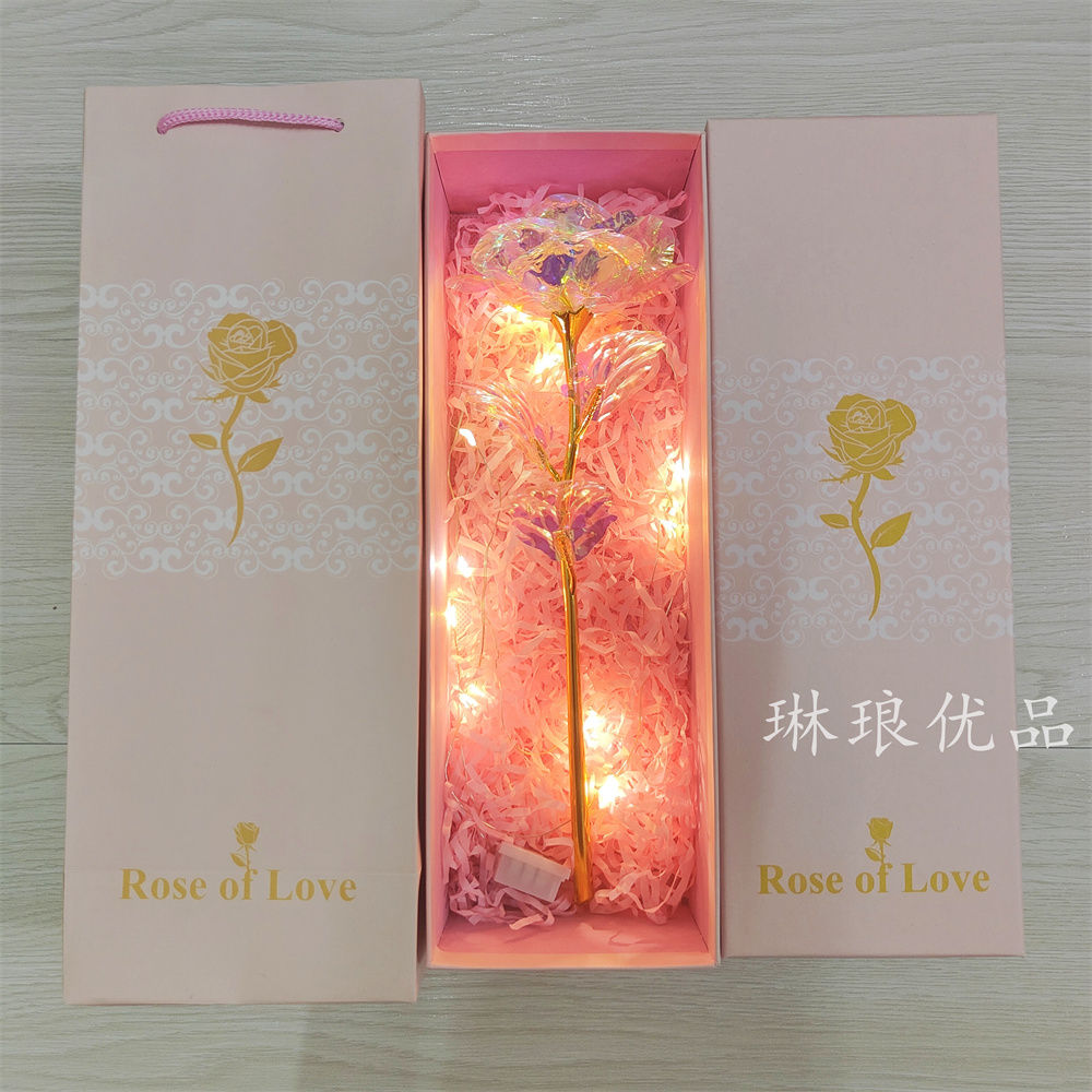 Colorful Dazzling Rose Changing Starry Sky Colorful Gold Rose Romantic Eternal Couple Good-looking Valentine's Day Gift