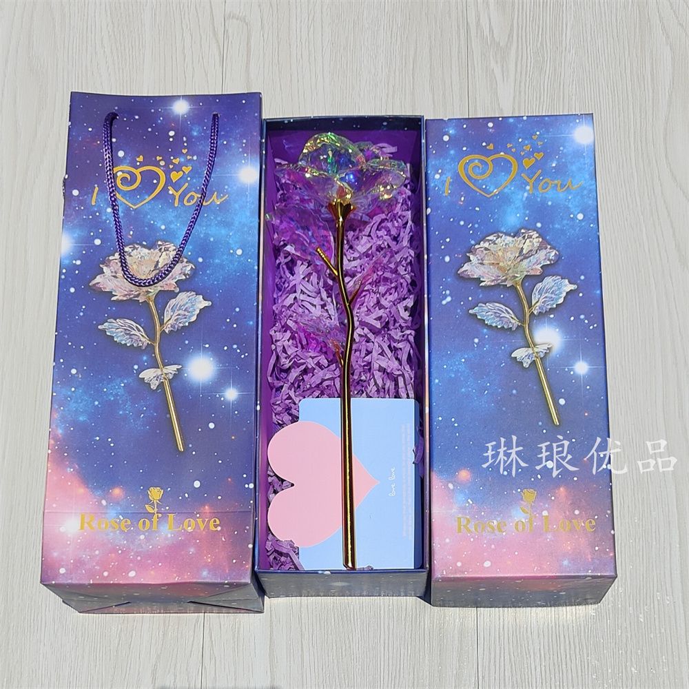 Colorful Dazzling Rose Changing Starry Sky Colorful Gold Rose Romantic Eternal Couple Good-looking Valentine's Day Gift