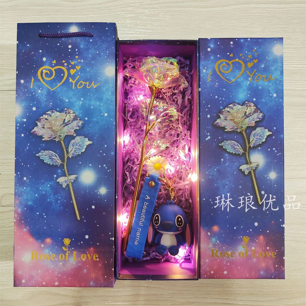 Colorful Dazzling Rose Changing Starry Sky Colorful Gold Rose Romantic Eternal Couple Good-looking Valentine's Day Gift