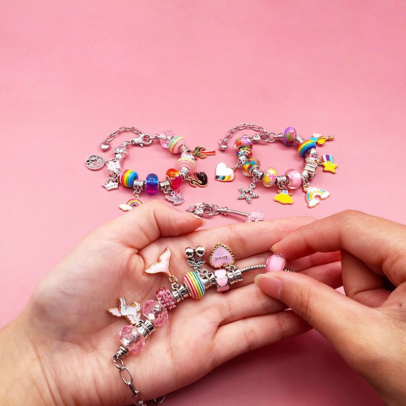 Children's Toy Panjia Unicorn Small Pendant DIY Handmade Beaded Homemade Set Gift Box Bracelet Necklace Pendant