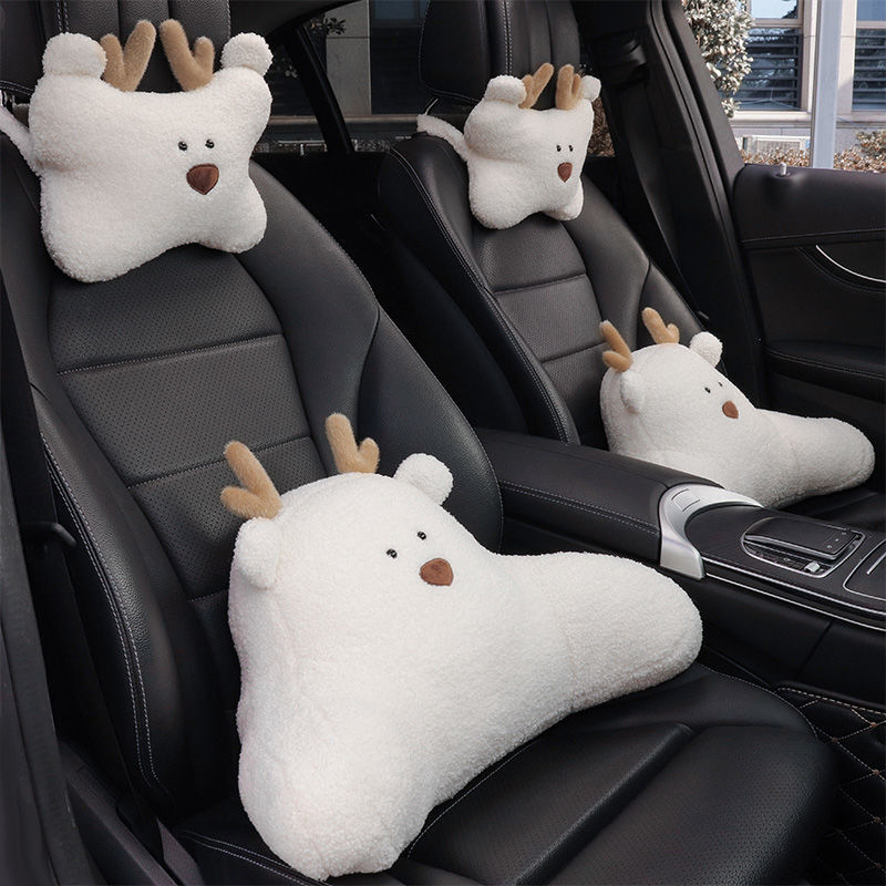 car interior headrest lumbar support pillow car seat cervical spine neck support pillow cartoon cute female cushion a pair of pillow