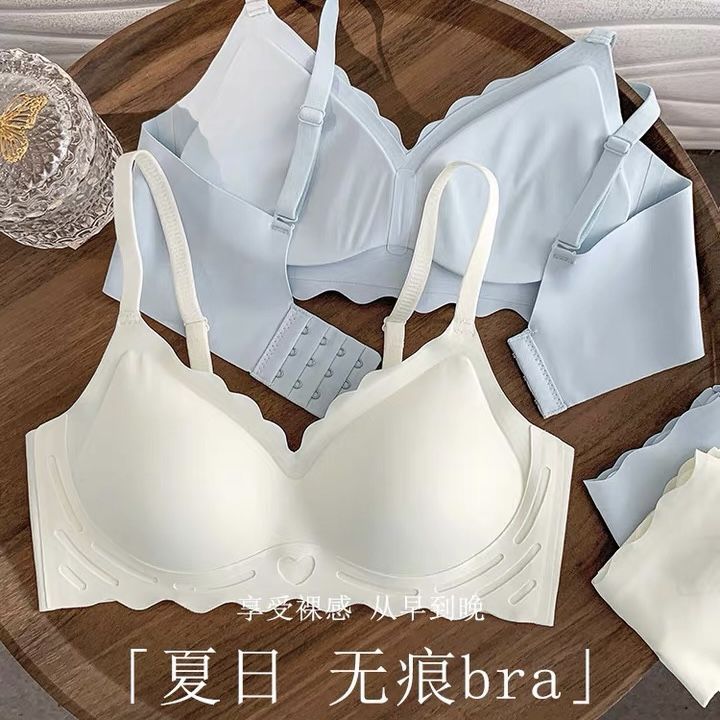 two-piece set underwear women‘s small chest seamless push up no wire accessory breast push up anti-sagging big chest small comfortable bra