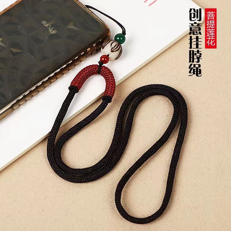 creative hand weaving bodhi lotus car key lanyard men and women phone chain pendant halter fastened ring wrist