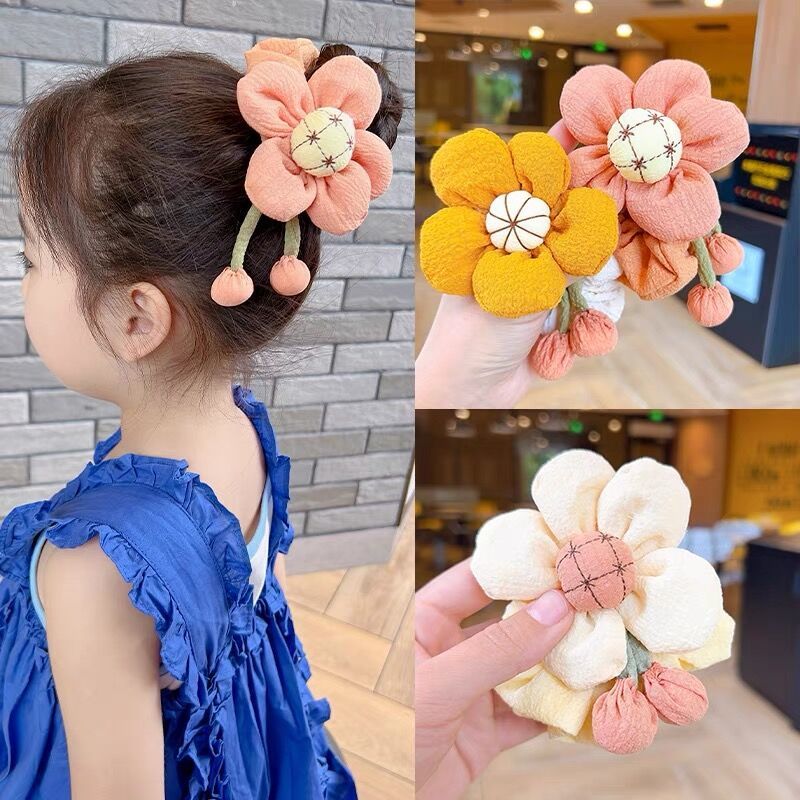 children sweet flowers large intestine ring girls tie up a bun hairstyle hair bands ponytail hair string hair ties/hair bands hair accessories