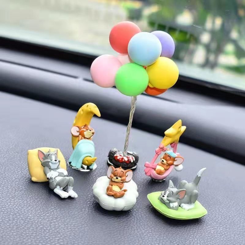 Cute Tom Cat and Mouse Jerry Car Decoration Toys Doll Desktop Model Cake Baking Decoration Doll