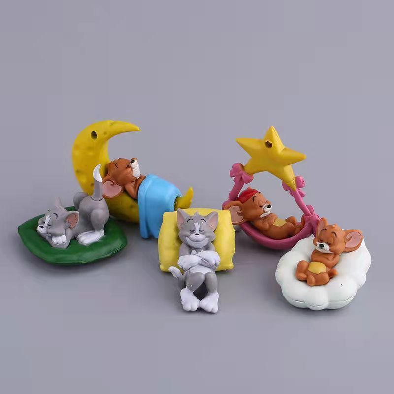 Cute Tom Cat and Mouse Jerry Car Decoration Toys Doll Desktop Model Cake Baking Decoration Doll