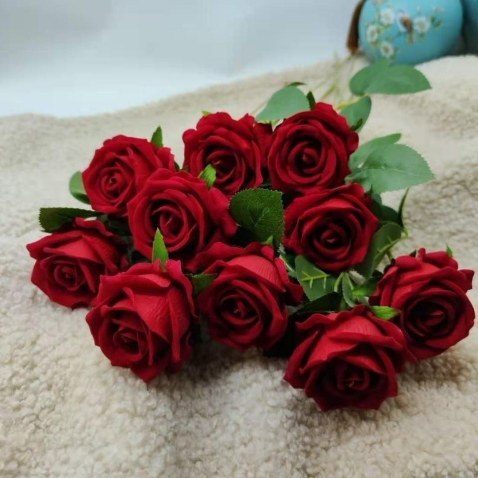 artificial rose valentine‘s day bouquet single artificial flower living room table decoration home flower arrangement dried flowers furnishings & decoration