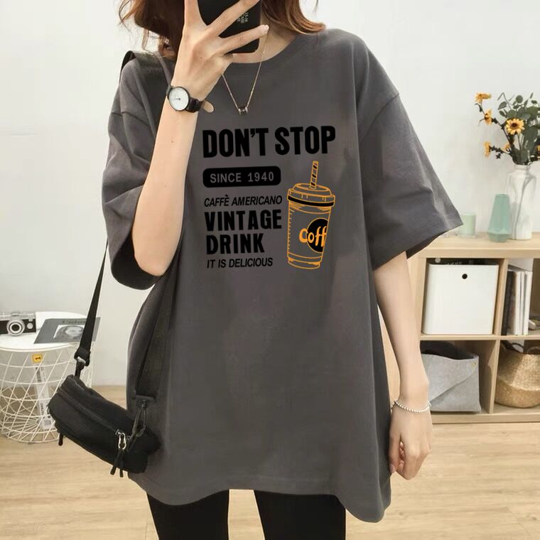 100% cotton short-sleeved t-shirt women‘s letters fashion summer new loose korean style vintage design sense niche top