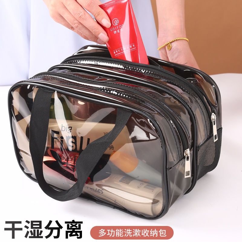 new thickened pvc cosmetic bag waterproof transparent large capacity portable student dormitory double-layer wash ins travel bag