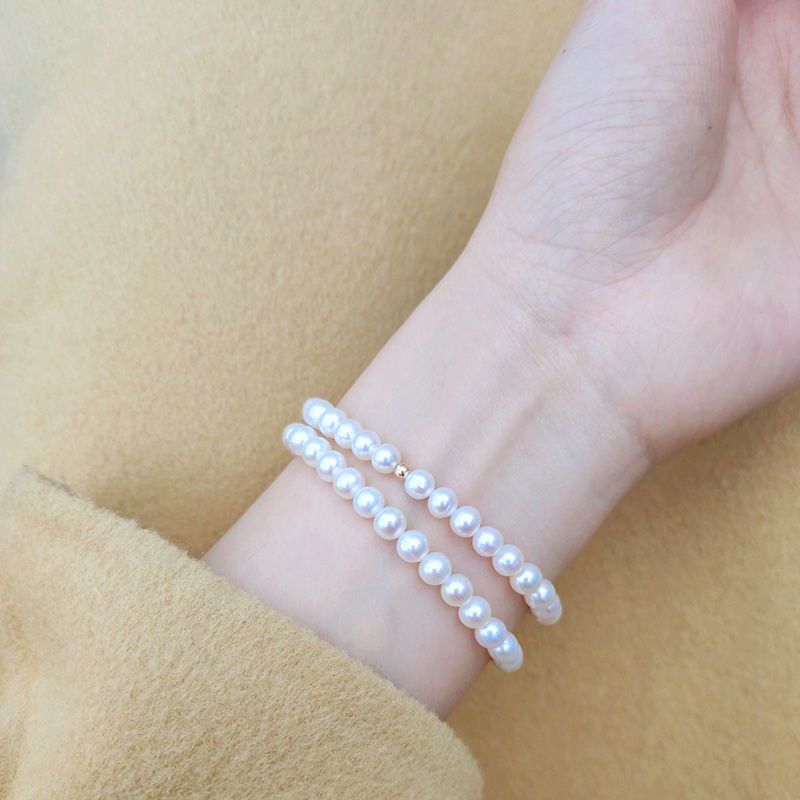 anti-pearl bracelet women‘s elastic pearl bracelet versatile basic simple twin girlfriend gifts