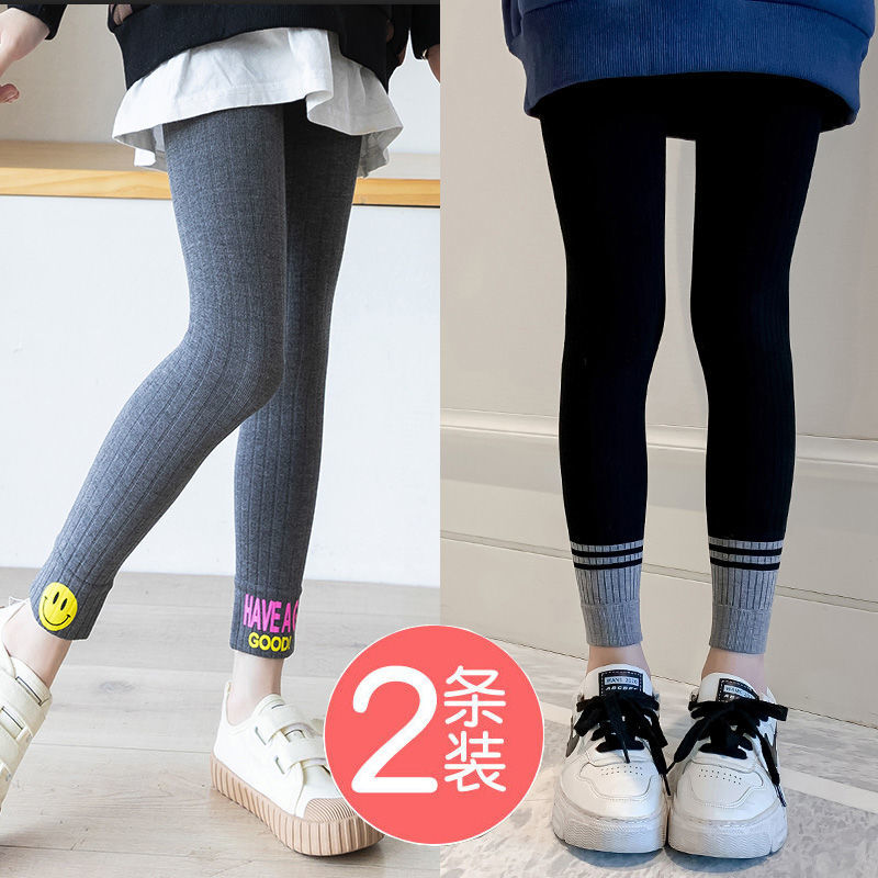 fleece-lined/not fleece-lined girls‘ leggings spring and autumn thin little girl pants summer fashionable children outerwear pants