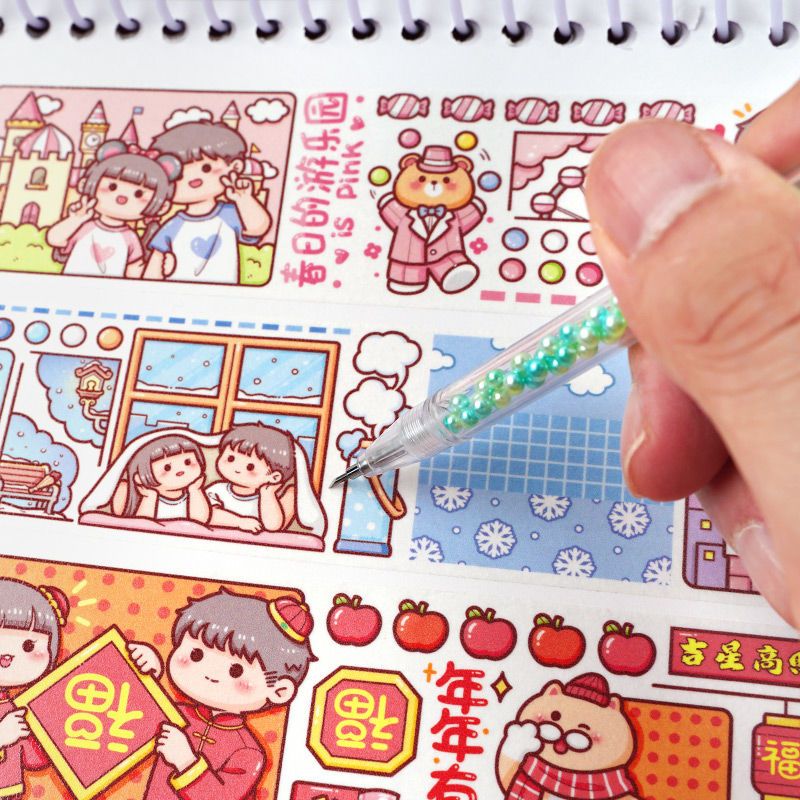 Small Fried Glutinous Rice Cake Stuffed with Bean Paste Release Paper Double-Sided A4 Cartoon Tape Stickers Journal Book Source Material Tools A5 an Illustrated Handbook Release Book