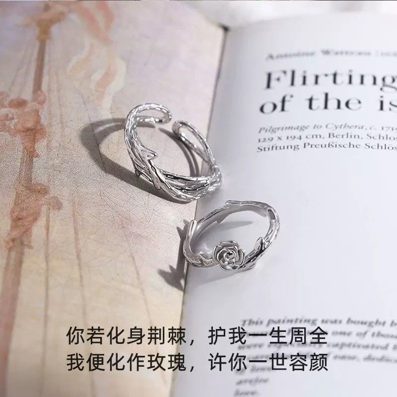 Little Prince and Rose Silver Couple Ring Silver Pair Silver Couple Rings Gift for Girlfriend Boyfriend New