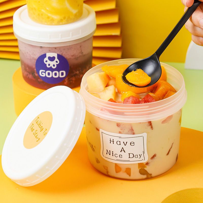 Chubby Doodle Pot Pudding Custard Cup Ice Cream Mousse Cup Heat-Resistant Frozen Ice Cream Yogurt Frosted Pp to-Go Box