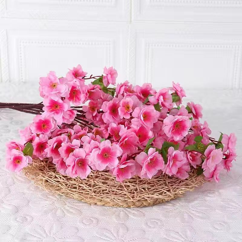 Simulation Peach Branches Living Room Fake Flower Peach Blossom Branch Decoration Table Decoration Flower Decoration Dried Flower High-End Desktop Decoration Flower