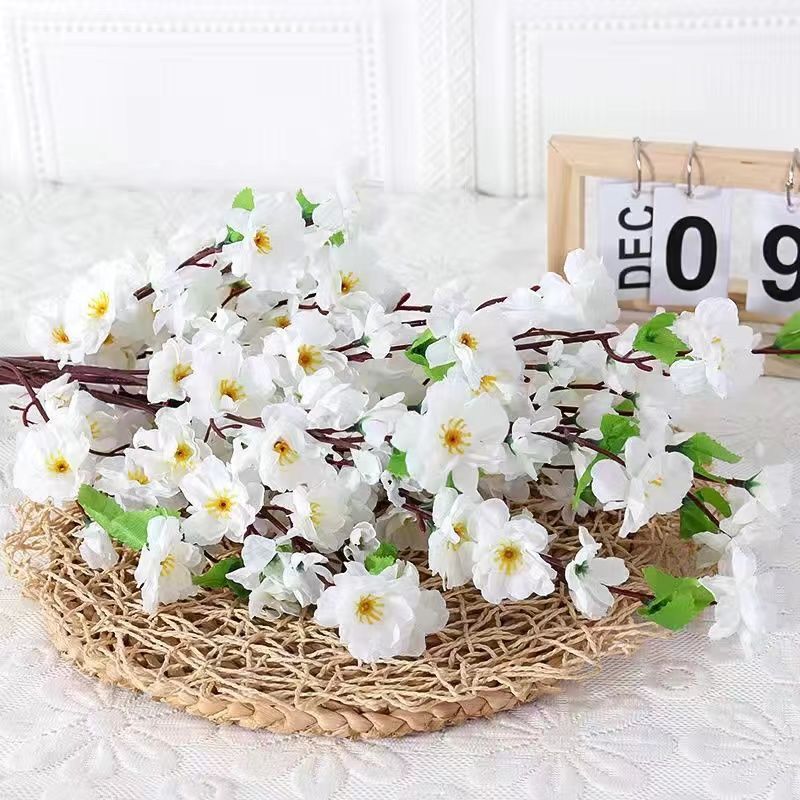 Simulation Peach Branches Living Room Fake Flower Peach Blossom Branch Decoration Table Decoration Flower Decoration Dried Flower High-End Desktop Decoration Flower