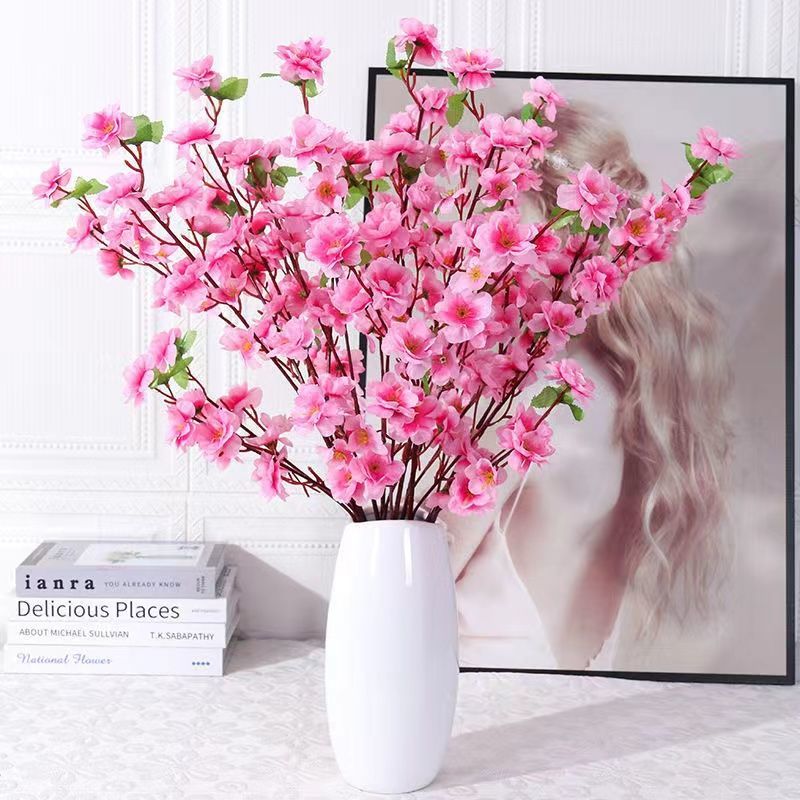 Simulation Peach Branches Living Room Fake Flower Peach Blossom Branch Decoration Table Decoration Flower Decoration Dried Flower High-End Desktop Decoration Flower