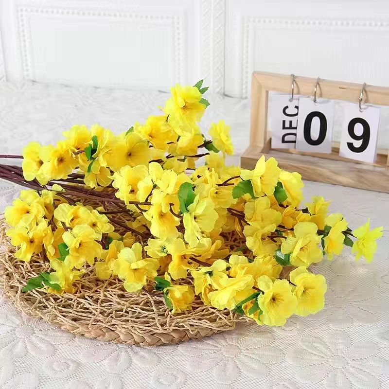 Simulation Peach Branches Living Room Fake Flower Peach Blossom Branch Decoration Table Decoration Flower Decoration Dried Flower High-End Desktop Decoration Flower