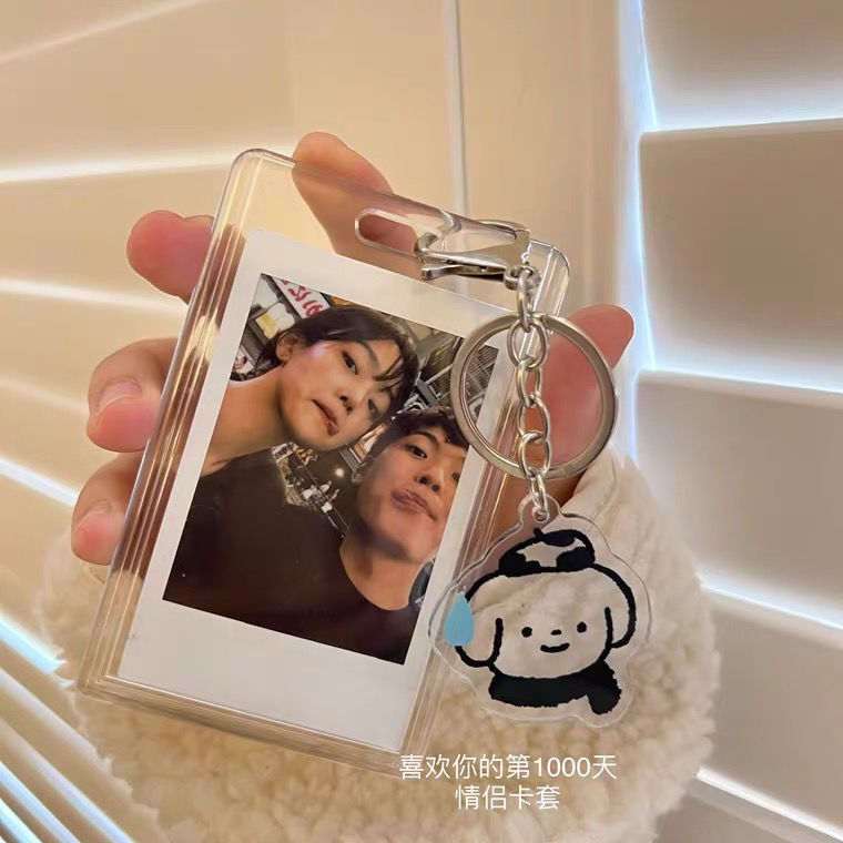 transparent acrylic polaroid photo frame pendant speechless small dog  migu card wallet photo storage couple meal card