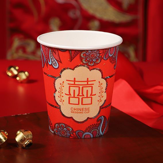 Wedding Disposable Paper Cup Wedding Paper Cup Wedding Banquet Supplies Paper Cup Red Thickened Festive Supplies Paper Cup Wholesale