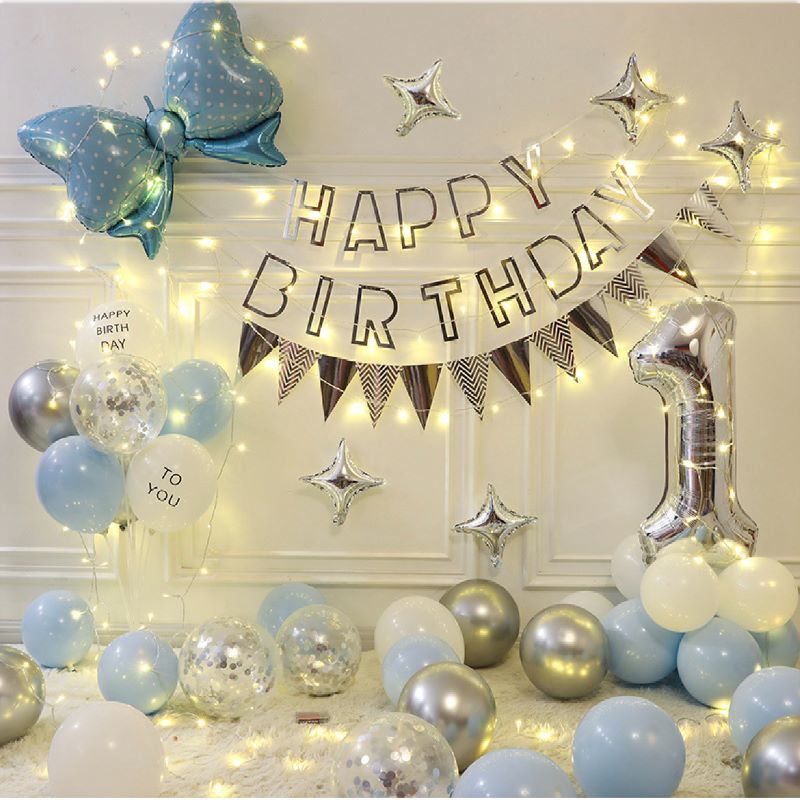 happy birthday decoration supplies scene balloon instafamous background wall children full-year baby boys and girls party layout