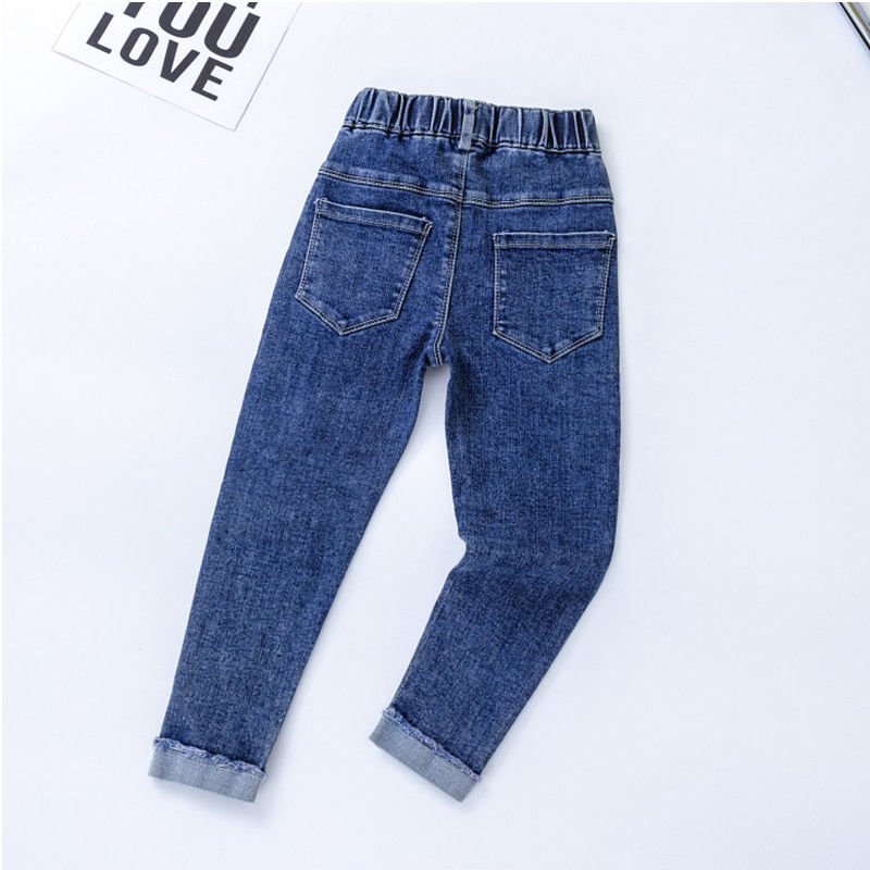 Girls' Skinny Fashion Spring and Autumn Outerwear Denim Trousers Western Style All-Matching Children's High Estic Tights Children's Clothing Crawler