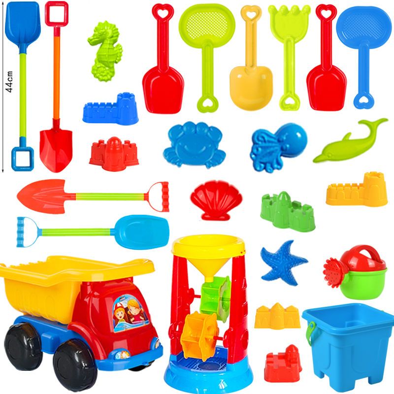 children‘s beach toy suit baby indoor seaside sand digging tools shovel bucket hourglass sand basin