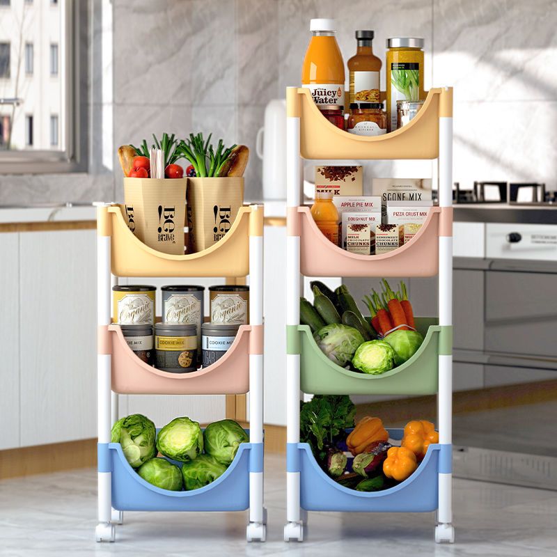 Kitchen Vegetable Rack Storage Space-Saving Floor Multi-Layer Fruit Basket Vegetable Basket Household Plastic Storage Vegetable Shelf