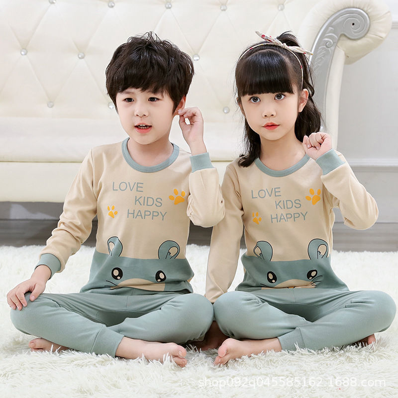 children‘s long johns top & bottom set suit cotton boys‘ underwear cotton pajamas for older children baby girls thermal clothes homewear