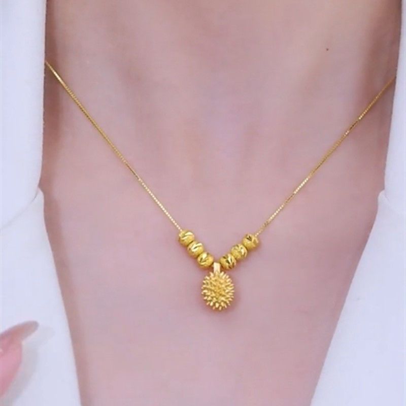Design Sense Light Luxury and Simplicity Durian Pendant Titanium Steel Necklace Female Online Influencer Temperament Wild Personality Bead Clavicle Chain