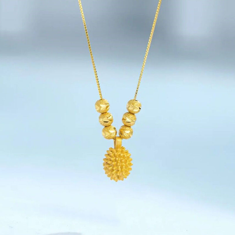 Design Sense Light Luxury and Simplicity Durian Pendant Titanium Steel Necklace Female Online Influencer Temperament Wild Personality Bead Clavicle Chain