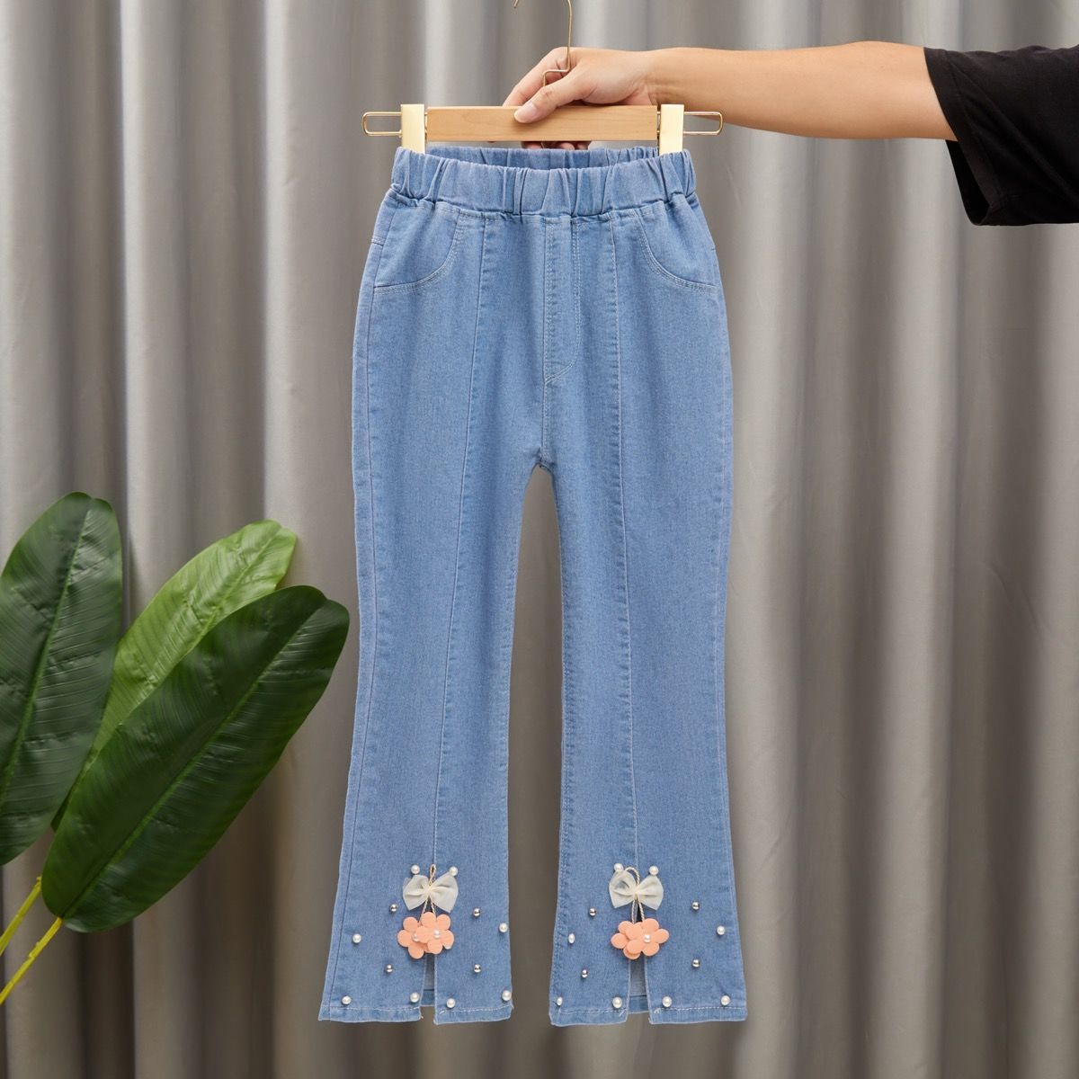 Children's Clothing Girls' Spring and Autumn New High Esticity Denim Bell-Bottom Pants Western Style Children's Trousers Baby Girl Pants