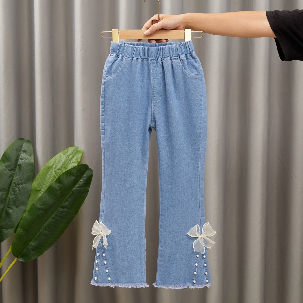 Children's Clothing Girls' Spring and Autumn New High Esticity Denim Bell-Bottom Pants Western Style Children's Trousers Baby Girl Pants