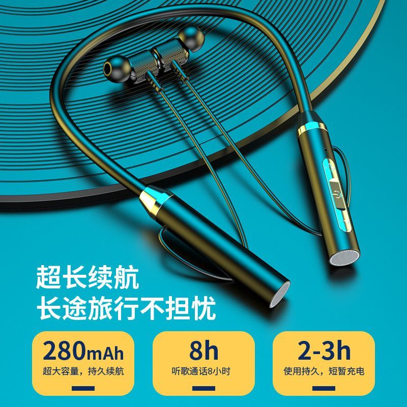 bluetooth wireless headset halter sports listening music binaural in-ear high sound quality neck hanging android pingguo vio applicable